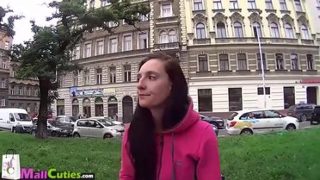 Fine-looking busty Czech young harlot gets fucked in amateur porn video in public place