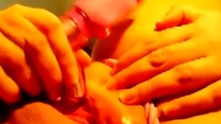 Wet puffy pussy masturbation on close-up