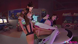 Futa Tracer Fucks D.Va in Arcade Hall with sound