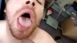 Guy sucks his boyfriend's cock at home