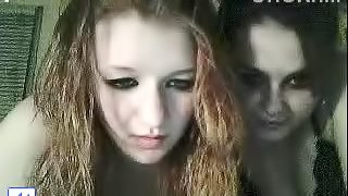 Drunk Goth Lesbian Teens Showing Off Their Tits On Cam