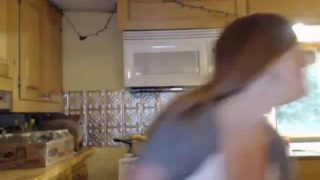 Hot teen couple fucking in the kitchen