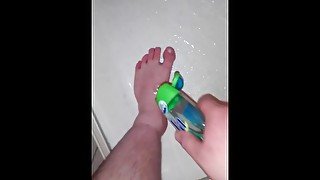 Boy's  feet in the shower