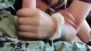 GF Sucks Off a Soldier in a Car!