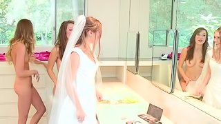 Beautiful bride in lesbian sex orgy