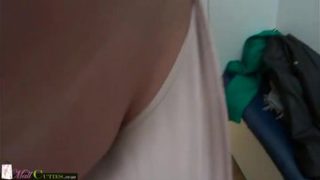 Incredible blonde Czech teen gal in passionate masturbation porn video in public