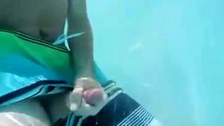 Cumming in the public pool