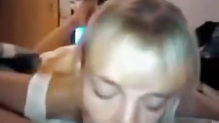 immature blonde licking my rod and balls