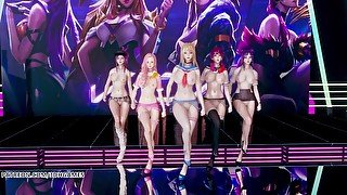 [MMD] Hello Venus -Wiggle Wiggle Naked Kpop Dance Ahri Akali Kaisa Evelynn Seraphine KDA