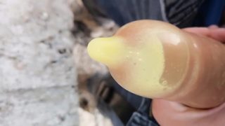 Used condom masturbation - Jerking so fast that I make foam of cum inside