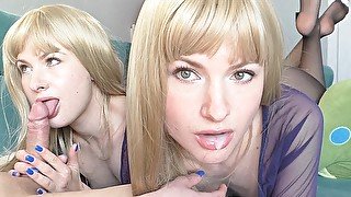 Sexy Blonde Juicy Blowjob Big Cock till Oral Creampie