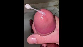 Slow motion 240 fps handjob cumshot close up