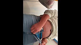 JERK OFF in front of the mirror with medicinal Gloves and push to the limit my little balls ! part 1
