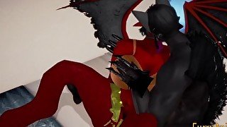 Furry Hentai 3D Yiff - Dark Wolf & Red Dragon Hard Sex