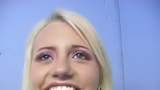 Jacky Joy sucks a fat black gloryhole dick and drowns in cum