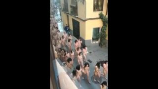 Amateur Japanese babes walking naked around town