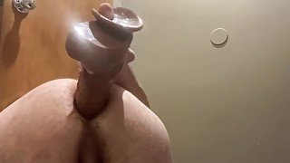 Trying to fit a monster dildo in my tight ass