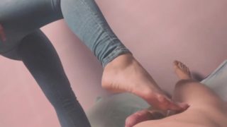 i crushed his cock with my feet and really liked it / footjob