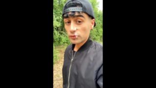 Walking outdoor with cum on face - cum walk and jerk off with covered face