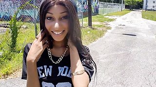 Petite black girl swallows big cock