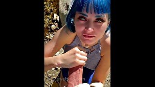 Super Naughty Outdoor Quickie Blowjob Cum Swallow with Jewelz Blu