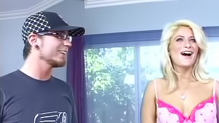 Kira Silver shares tenderness with geek young man with glasses