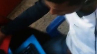 Str8 spy guy cum in his hand in cyber cafe