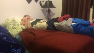 Humps bed after 2 ruined Orgasm gag and Frustrated