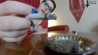 Giantess Uses Tiny Men as Ashtray