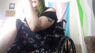 Goth in wheelchair won't let you cum for her foot