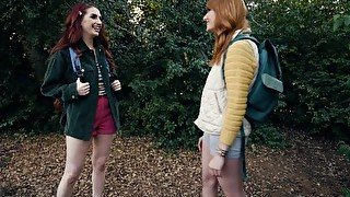 Ginger Girls Fist Each Other In A Forest