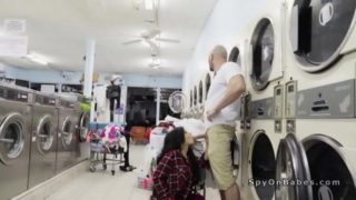 Hot Latina sucks and fucks in laundromat