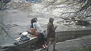 Amateru couple fucks in the public park. Voyeur