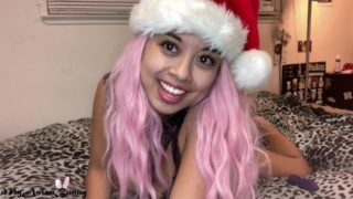 Solo Play With My Asian Pussy In Santa Hat For Christmas Special Cumming On My Toy XXXMAS