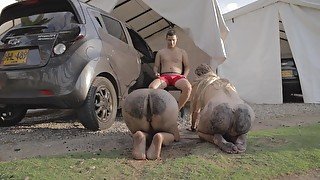 Two horny and dirty slaves one Master part 2 - Blonde and brunette girl