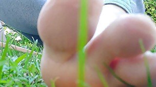 Giantess with big sweaty feet crushes toy cars and smashes them all