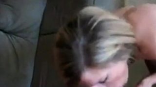 Mature blonde slut blowjob on knees