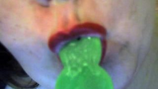 SSBBW sucking lolipop up close