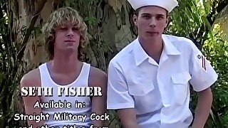 Young navy men butt fucking during an outdoor walk