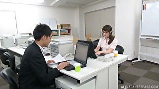 Amazing fucking on the office table with a stunning Japanese secretary