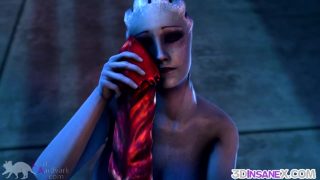 Blue Mass Effect babe fucked by alien dick