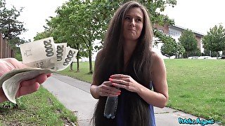 Gutsy girl Lara Fox fucks a stranger in public for money