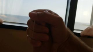 On Vcay Jerking Off Moaning Cumshot In Front of Window