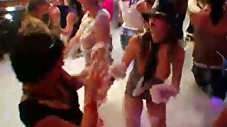 Tipsy nymphos get rid of clothes for riding dicks at the orgy party