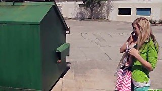 Publichandjobs - Raquel And Jessie Give Handjob To Lucky Guy Behind Dumpster