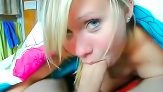 Cute amateur blonde gives a deepthroat