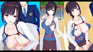 【エロゲーコイカツ！】爆乳保健の先生のおっぱい揉みまくりH！巨乳仁王立ち手コキ・フェラ・パイズリ・正常位・バック(アニメ3DCG動画)[Hentai Game Koikatsu! ](Anime 3D