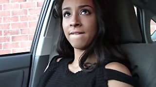 Shaved pussy of beautiful busty babe Teanna Trump gets fucked in the car