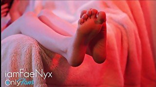 Kawaii girl plays with her cute little feet and toes - IamFaeNyx