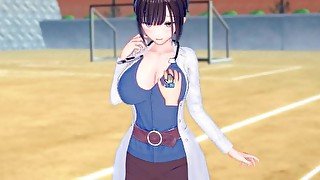 【エロゲーコイカツ！】爆乳保健の先生のおっぱい揉みまくりH！巨乳仁王立ち手コキ・フェラ・パイズリ・正常位・バック(アニメ3DCG動画)[Hentai Game Koikatsu! ](Anime 3D